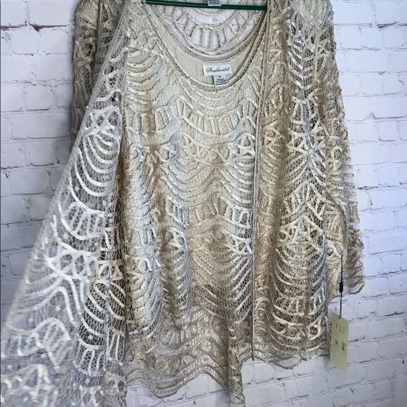 Soulmates Women New 2 Pc Crochet 100% Silk Hand‎ Crafted Top,Jacket /Blazer - Picture 13 of 14